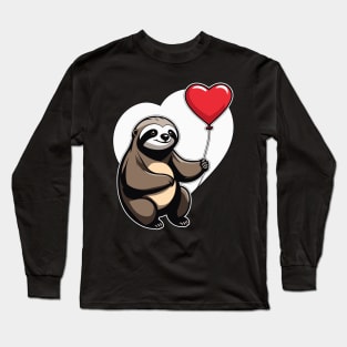 Sloth Heart Balloon - Valentines Day Long Sleeve T-Shirt